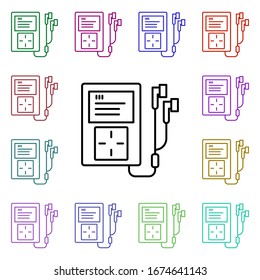 Rock, player, headphones multi color style icon. Simple glyph, flat vector of rock and roll icons for ui and ux, website or mobile application
