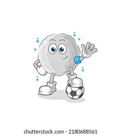 the rock playing soccer illustration. character vector