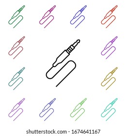Rock plug mini jack multi color style icon. Simple glyph, flat vector of rock and roll icons for ui and ux, website or mobile application