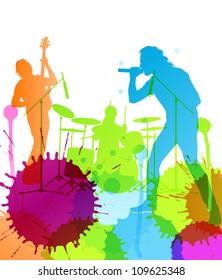 Rock pop band  colorful spots and splash vector background