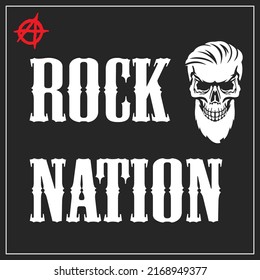 Rock poster with skull and anarchy sign. American style poster for a rock band.