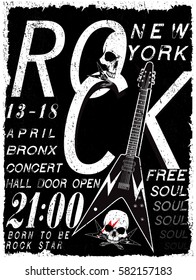 Rock poster, vintage rock and roll typographic for t-shirt; tee design; poster; vector illustration