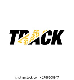 rock powerful sporty TRACK Lettering Typography logo design vector illustration