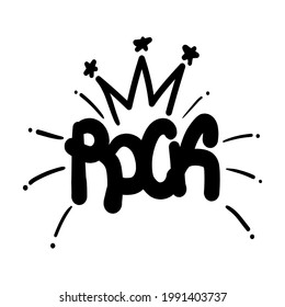 Rock print. Drawn by hand. Isolated vector illustration.