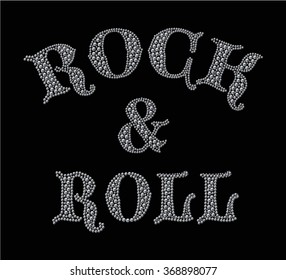 Rock print with metal studs in vector.
