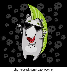 Rock punk hedgehog funny vector