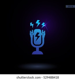 Rock radio vector icon. Graphic symbol for web design, logo. Isolated sign on a black background.