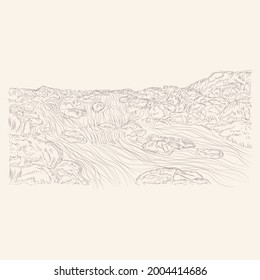 rock river hand drawing sketch illustration