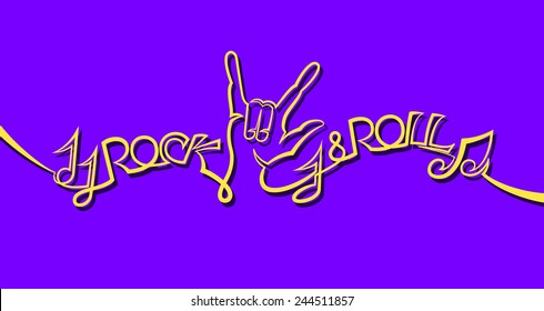 rock and roll background line art style vector illustration