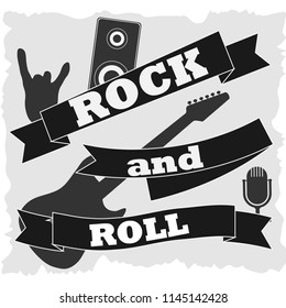 Rock and roll, banner on white background rock and roll. Flat design, vector illustration, vector.