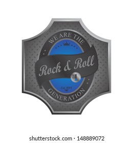 rock and roll blue metal plate sign