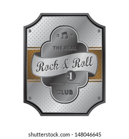 rock and roll brown silver music label template