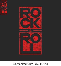 Rock and roll concert musical poster background, text lettering t-shirt print shabby texture