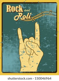 rock and roll design over dotted background vector illustration 