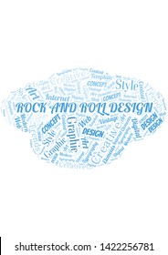 Rock And Roll Design word cloud. Wordcloud made with text only.