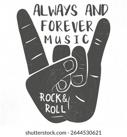 Rock and Roll, Devils Horn Hand Sign Vector Illustration