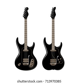 Rock and roll. Electric guitar, music festival icon or symbol. Vector illustration