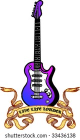 rock and roll electric guitar with scroll plate