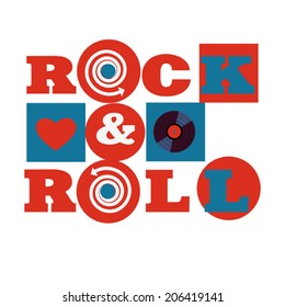  rock and roll emblem isolated on white background