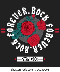 Rock and Roll Fashion Slogan Print. For t-shirt or other uses in vector.