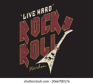 rock and roll, feel freedom vector vintage print design for t-shirt and others print vector design tee shirt-5	