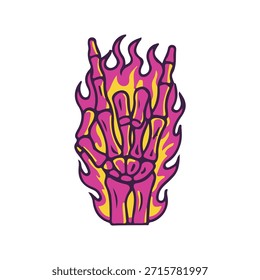 pedra e rolo chama mão de fogo osso crânio arte vetor ilustração