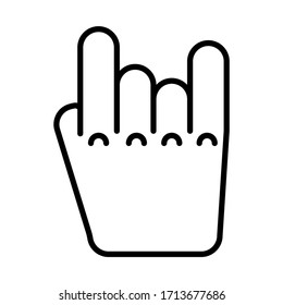 Rock Roll Gesture. Heavy Metal Music Hand. Simple Linear Design. Flat Vector Icon illustration. Can be used as an icon, for social media or campaign. Rock Festival Logo.