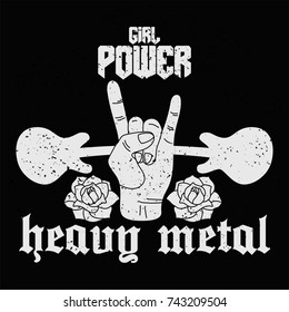 Rock and Roll Girl Female Fashion Slogan. Punk girl gang, Girl Gang patches, badges T-shirt apparels print tee graphic design.
