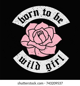 Rock and Roll Girl Female Fashion Slogan. Punk girl gang, Girl Gang patches, badges T-shirt apparels print tee graphic design.