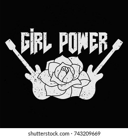 Rock and Roll Girl Female Fashion Slogan. Punk girl gang, Girl Gang patches, badges T-shirt apparels print tee graphic design.