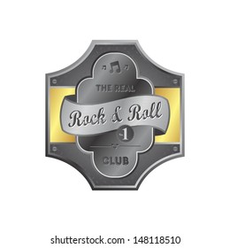 rock and roll gold metallic music label template