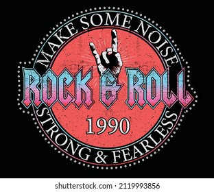 Rock and roll graphic print design for t shirt, poster, sticker and others. Make some noise vector artwork design.