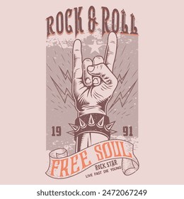 Rock and roll graphic print design for t shirt, poster, sticker and others. Music world tour vector artwork. print design for apparel, stickers, posters, background and others. Thunders vector.