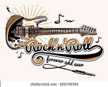 Rock Roll Guitar Music Design Stock Vector (Royalty Free) 1031749354 ...