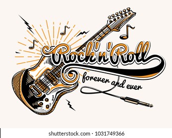 Rock Roll Guitar Music Design Stock Vector (royalty Free) 1031749366 