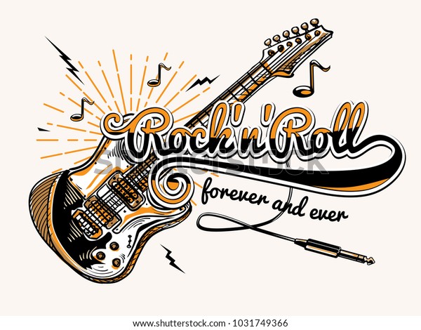 Rock Roll Guitar Music Design Stock Vector (Royalty Free) 1031749366