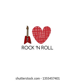 rock and roll guitar theme vector art