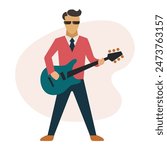 Rock and roll guitarist icon clipart avatar logtotype isolated vector illustration