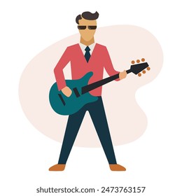 Rock and Roll Gitarrist Icon Clipart Avatar Logtotype isolierte Vektorillustration