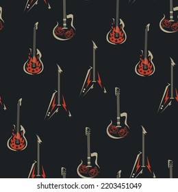 Rock and Roll Guitars on Black Background