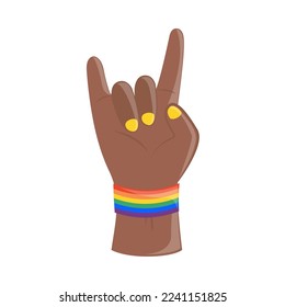rock and roll hand with bracelet lgbt