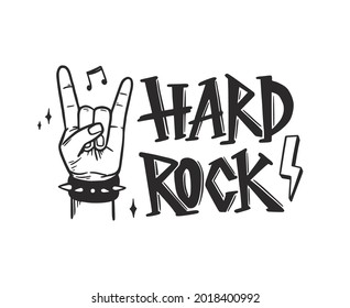 Rock and roll hand. Hand drawn doodle sketch style. Drawing black line music arm for rock, punk, metall sign. Isolated vector illustration.