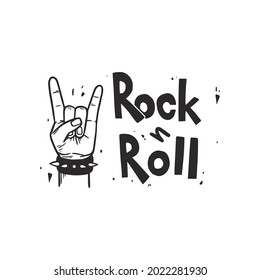 Rock Roll Hand Hand Drawn Doodle Stock Vector (Royalty Free) 2022281930 ...