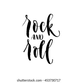Rock and roll hand drawn lettering. Ink illustration. Modern brush calligraphy. Isolated on white background. 