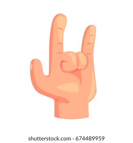 Rock and Roll hand gesture cartoon vector Illustration