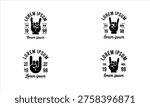 Rock and Roll Hand Gesture Logo Set with Year and Text vector illustration
