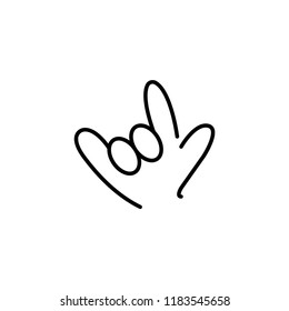 Rock & Roll Hand Gesture Modern Simple Outline UI Vector Icon