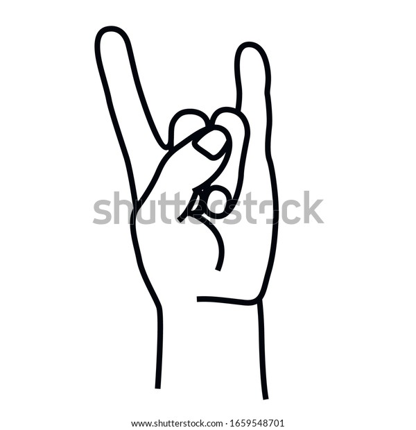 Rock Roll Hand Gesture Symbol Line Stock Vector (Royalty Free) 1659548701