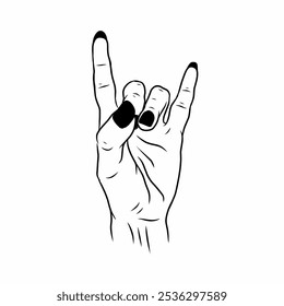 Rock and roll hand gestures or metal finger style vector illustration