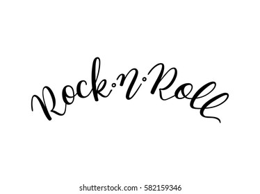 Rock and roll hand lettering. Isolated on white background.